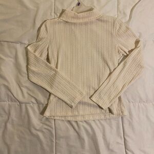Cream Ribbed Turtleneck Sweater